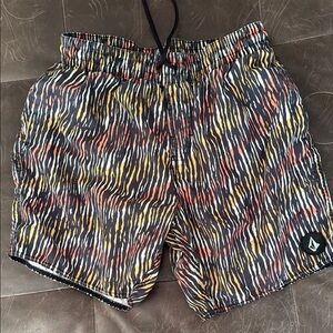 Volcom Athletic Shorts Red and Yellow Dynamic Design